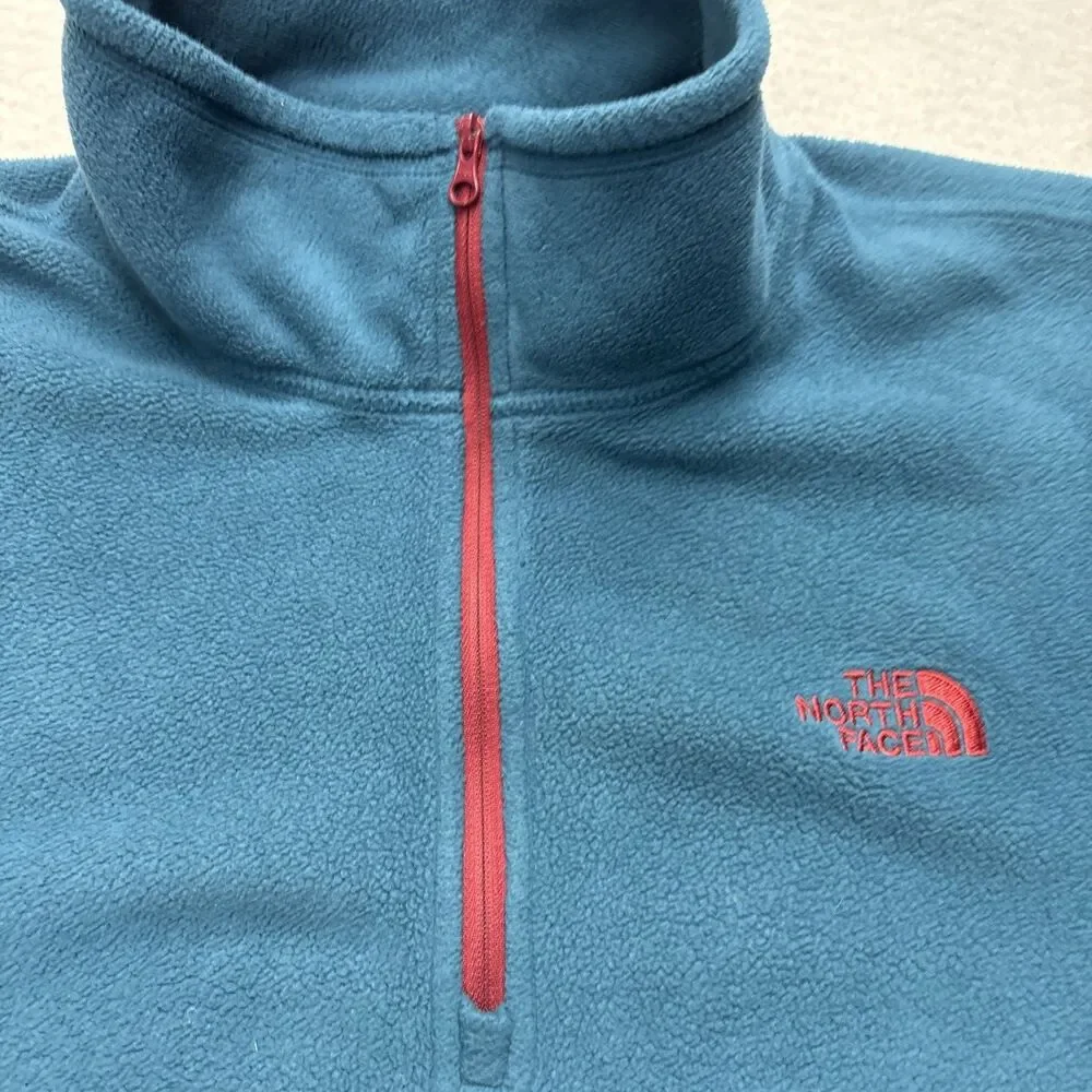North Face Jacket Mens Large Blue Polartec Fleece Quarter Zip Pullover Hiking